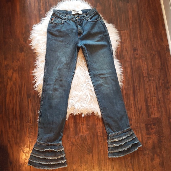 •Moschino• Donna Ruffled Flare Jeans - Picture 3 of 8